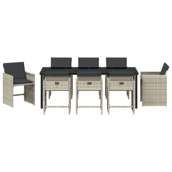 Комплект за хранене в градината 9 pcs Светлосиво полиратан