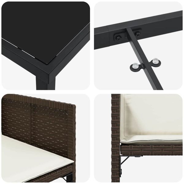 Комплект за хранене в градината 9 pcs Кафяво полиратан