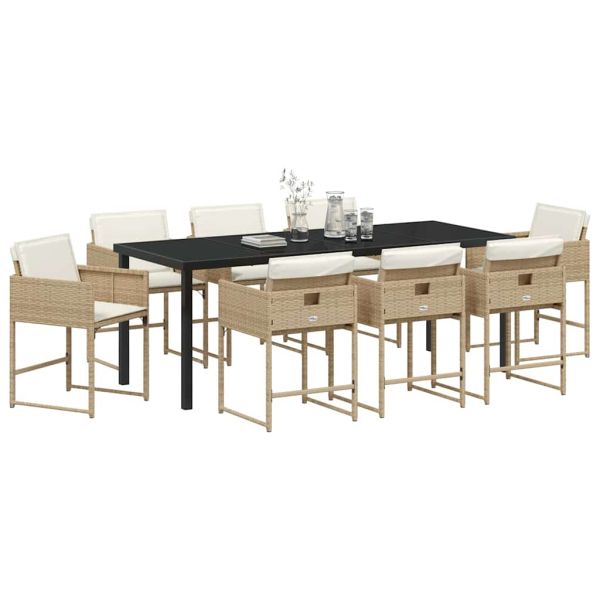 Комплект за хранене в градината 9 pcs Бежово полиратан