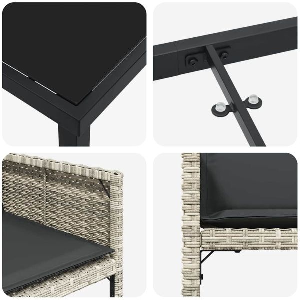 Комплект за хранене в градината 9 pcs Светлосиво полиратан