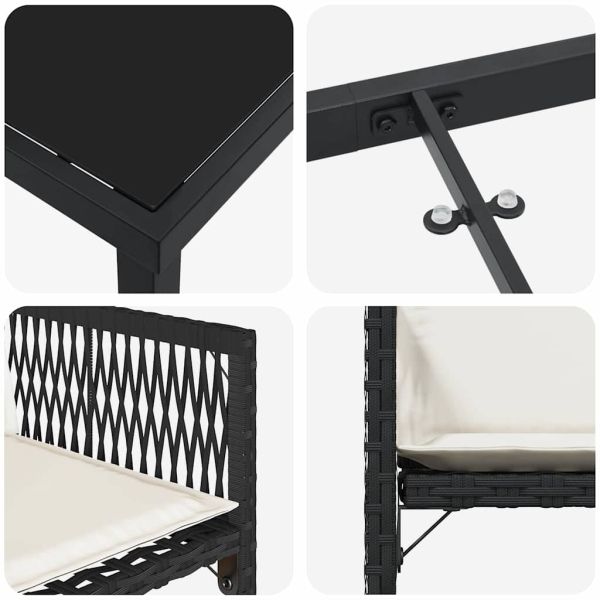 Комплект за хранене в градината 9 pcs Черно полиратан