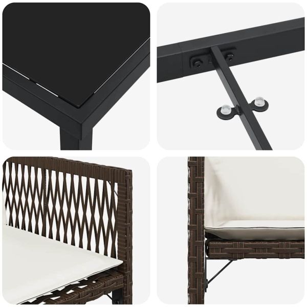 Комплект за хранене в градината 9 pcs Кафяво полиратан