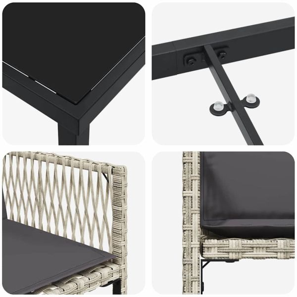 Комплект за хранене в градината 9 pcs Светлосиво полиратан