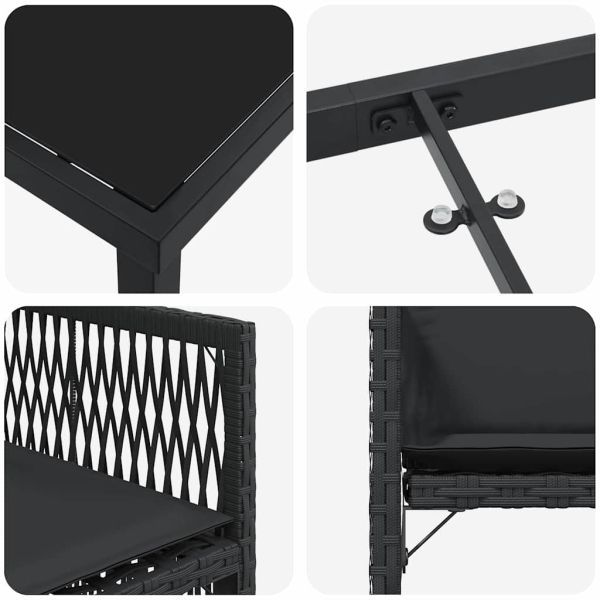 Комплект за хранене в градината 9 pcs Черно полиратан