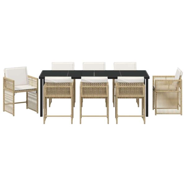 Комплект за хранене в градината 9 pcs Бежово полиратан