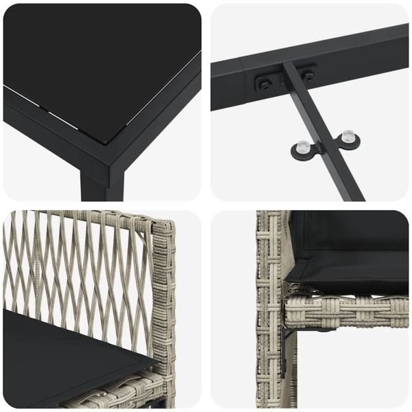 Комплект за хранене в градината 9 pcs Светлосиво полиратан