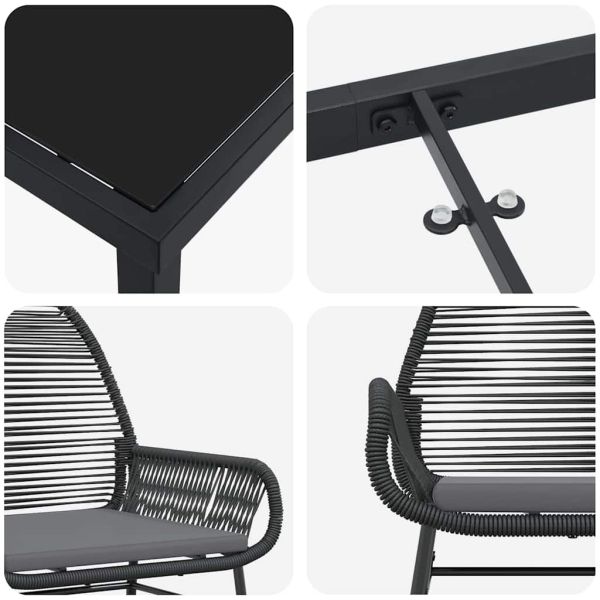 Комплект за хранене в градината 7 pcs Черно полиратан