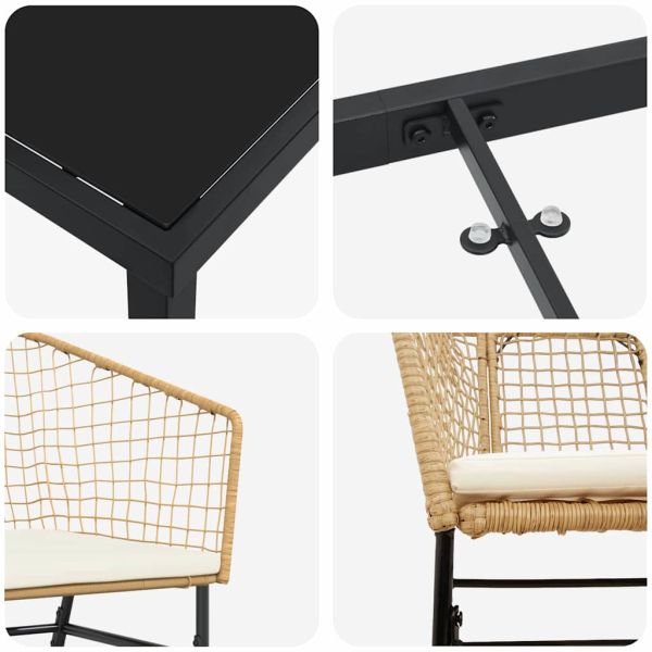 Комплект за хранене в градината 9 pcs Кафяво полиратан