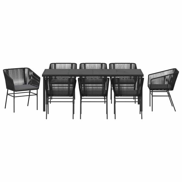 Комплект за хранене в градината с възглавница 9 pcs Черно