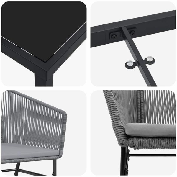 Комплект за хранене в градината с възглавница 7 pcs Сив