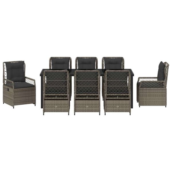 Комплект за хранене в градината 9 pcs Сив полиратан