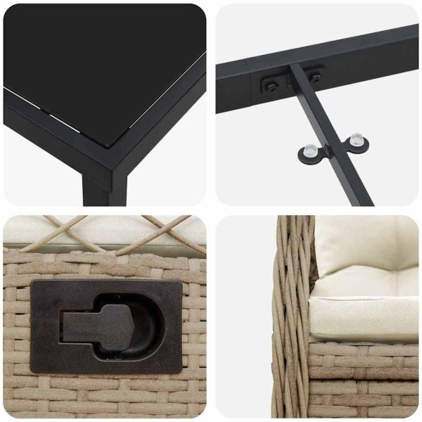 Комплект за хранене в градината 7 pcs Бежов и кремаво бял