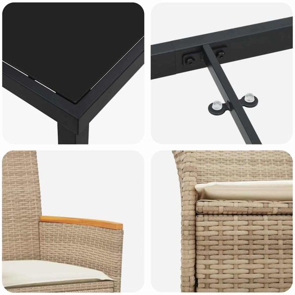 Комплект за хранене в градината 9 pcs Бежово полиратан