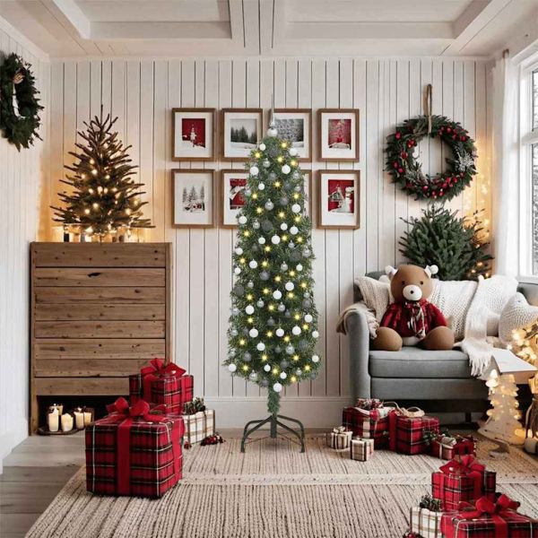 С изкуствено коледно дърво с 300 LED светодиода Зелен 180 cm