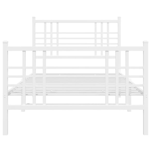 Метална рамка за легло с горна и долна табла, бяла, 90x190 см
