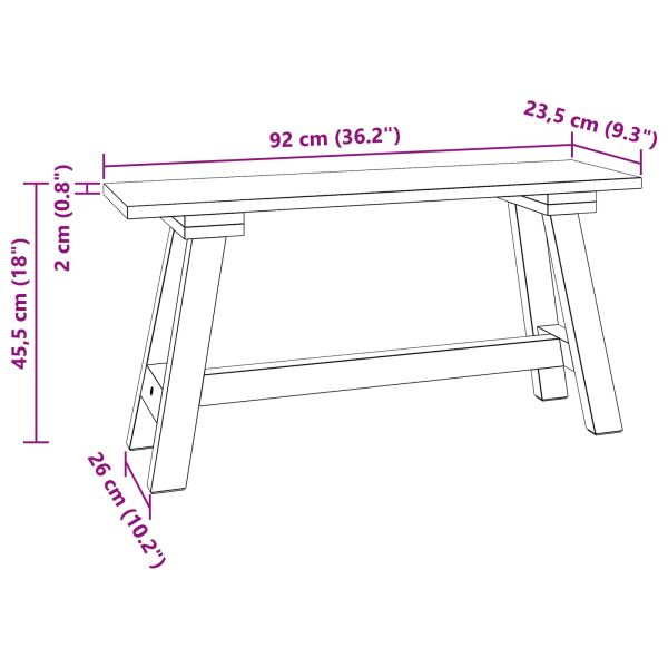 Пейка Естествен 92 x 23,5 x 45,5 см