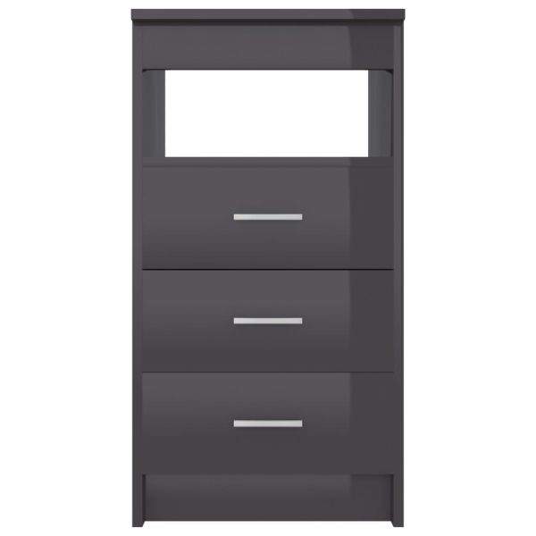 Шкаф с чекмеджета, сив гланц, 40x50x76 см, инженерна дървесина
