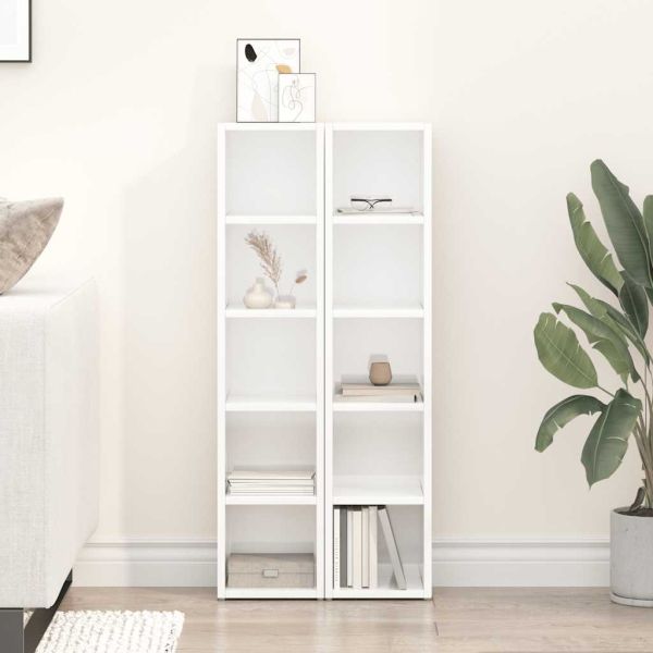 CD шкафове, 2 бр, бял гланц, 21x16x93,5 см, ПДЧ