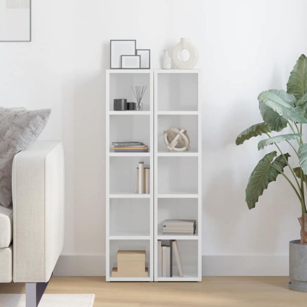 CD шкафове, 2 бр, бял гланц, 21x16x93,5 см, ПДЧ