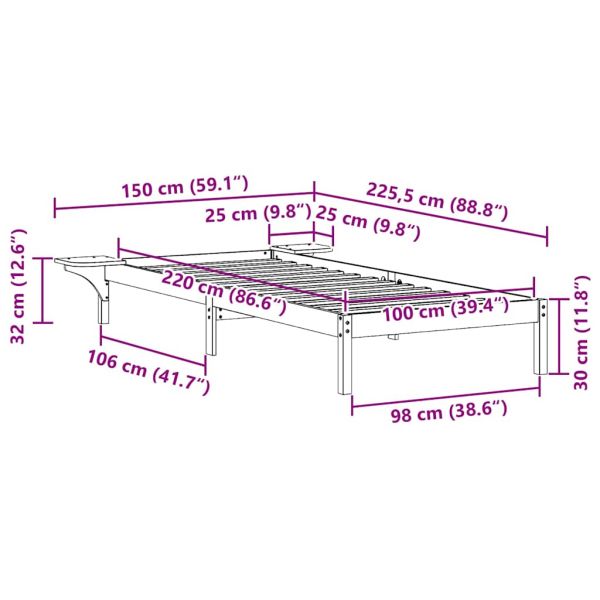 Легло с нощни шкафчета Естествен 100 x 220 cm