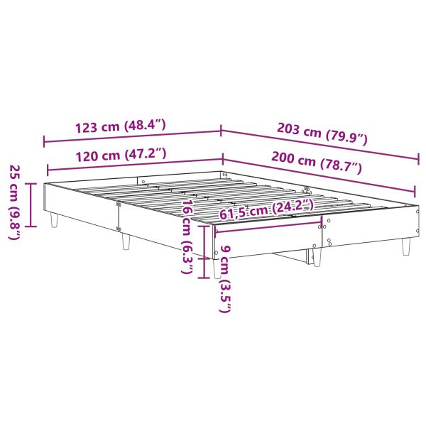 Рамка за легло Черния дъб 193 x 143 x 25 см Инженерно дърво