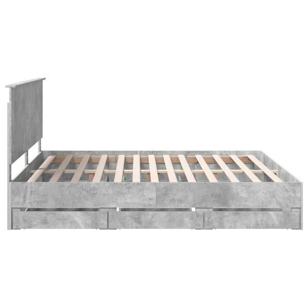 Рамка за легло Циментено сиво 200 x 200 cm Инженерна дървесина