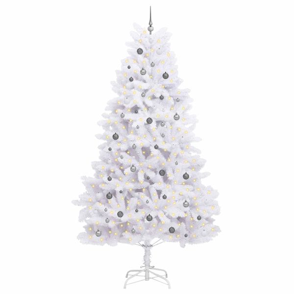 С изкуствено коледно дърво Бяло 138 x 138 x 300 см PVC и метал
