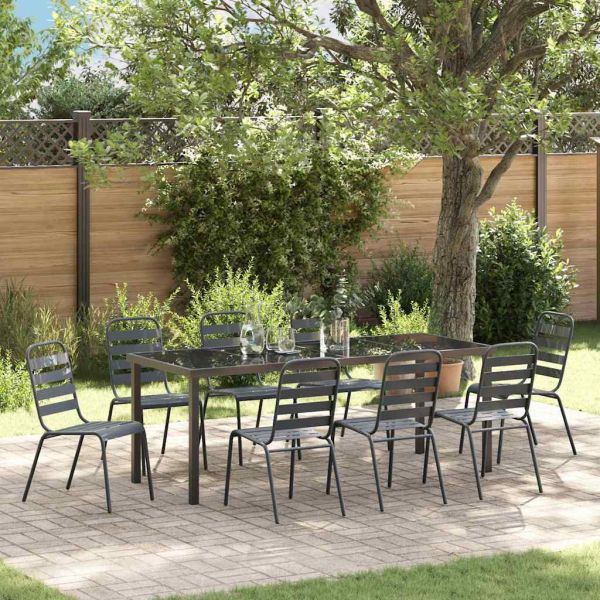 Комплект за хранене в градината 9 pcs Антрацит