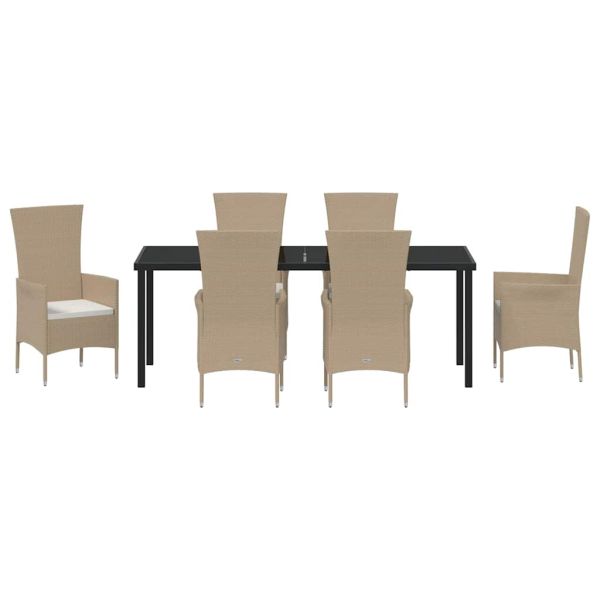 Комплект за хранене в градината 7 pcs Бежово полиратан