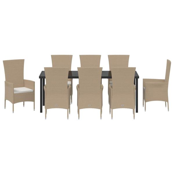 Комплект за хранене в градината 9 pcs Бежово полиратан