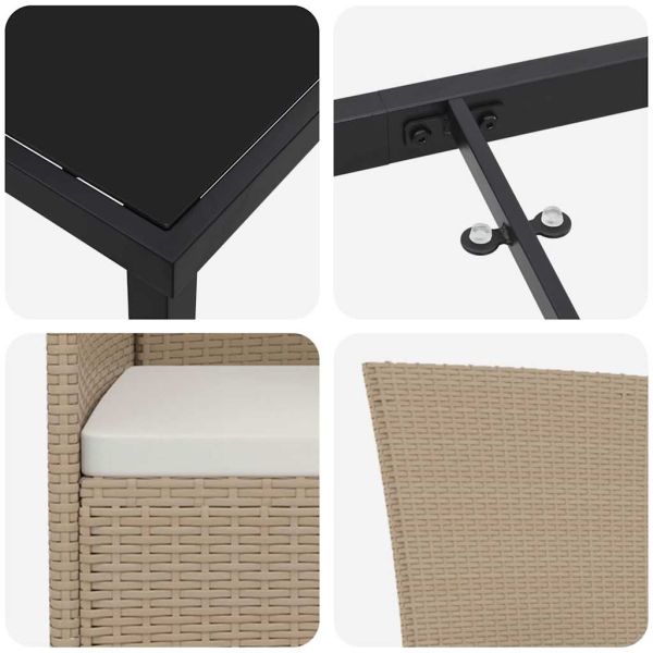 Комплект за хранене в градината 9 pcs Бежово полиратан