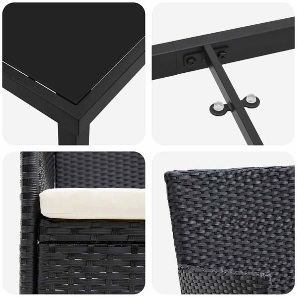 Комплект за хранене в градината 7 pcs Черно полиратан