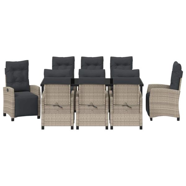 Комплект за хранене в градината 9 pcs Светлосиво полиратан