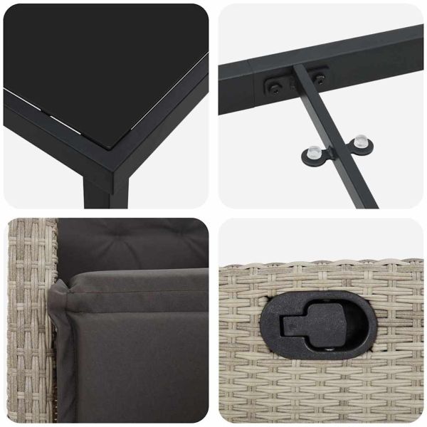 Комплект за хранене в градината 9 pcs Светлосиво полиратан