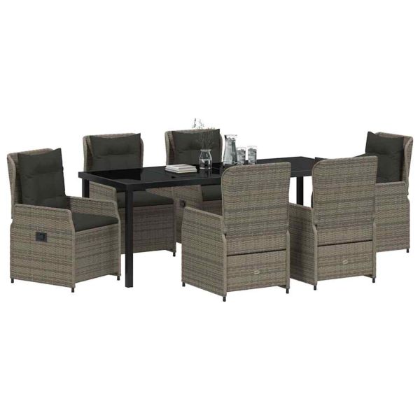 Комплект за хранене в градината 7 pcs Сив полиратан