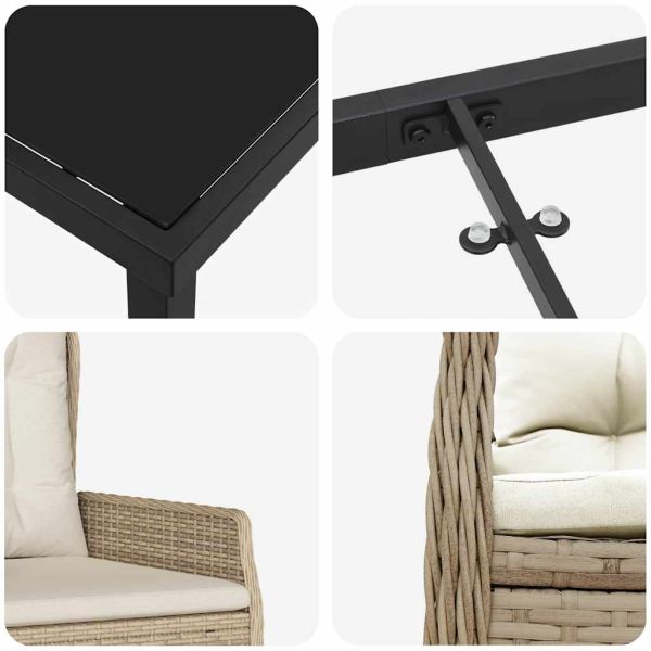 Комплект за хранене в градината 7 pcs Бежов и Светло Сив