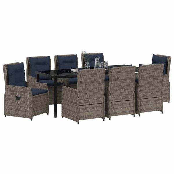 Комплект за хранене в градината 9 pcs Сив Полиратан