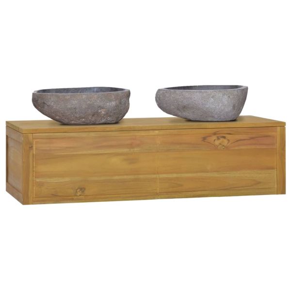 Стенен шкаф за баня, 110x45x30 см, тиково дърво масив