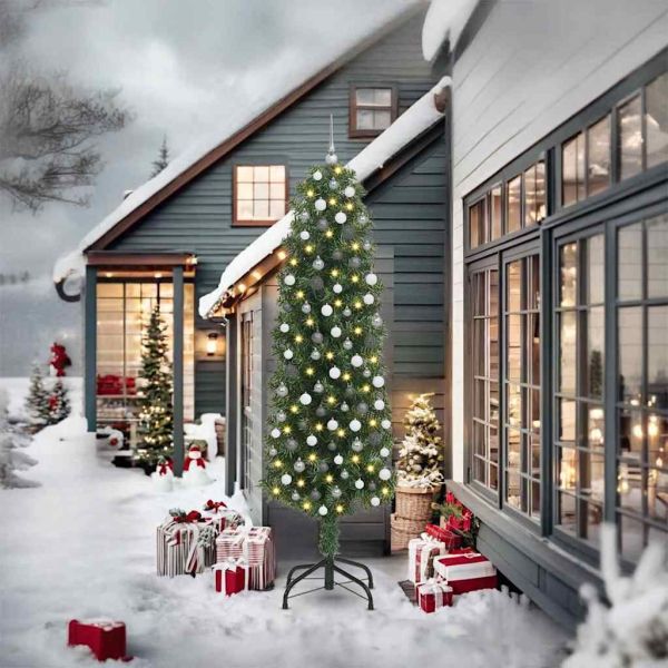 С изкуствено коледно дърво с 300 LED светодиода Зелен 240 cm