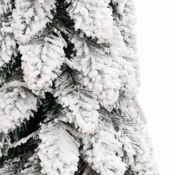 Изкуствена осветена коледна елха с 80 LED флокиран сняг 150 см