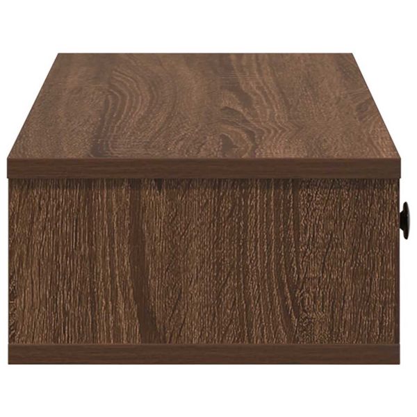 Стенен рафт с чекмеджета кафяв дъб 60x28x15 см инженерно дърво