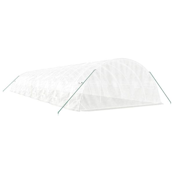 Оранжерия със стоманена рамка бяла 80 м² 16x5x2,3 м