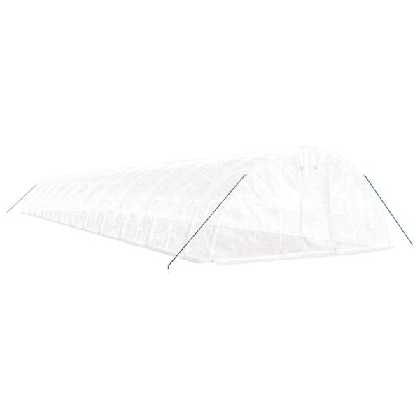 Оранжерия със стоманена рамка бяла 120 м² 24x5x2,3 м