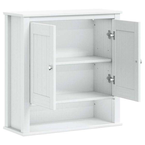 Шкаф за баня "BERG", бял, 69,5x27x71,5 см, дърво масив