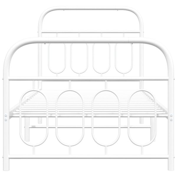 Метална рамка за легло с горна и долна табла, бяла, 90x200 см