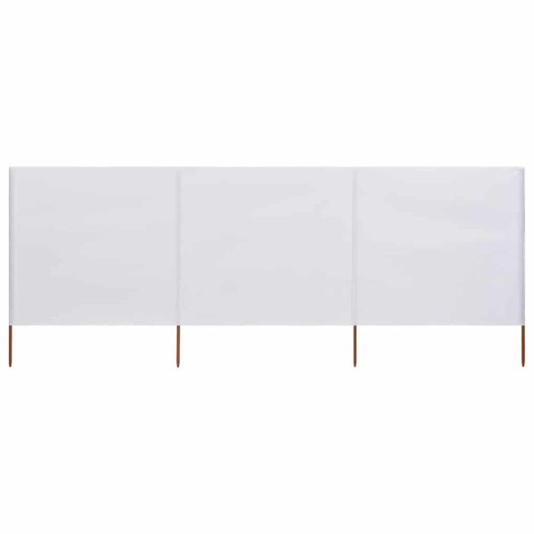 Параван против вятър от 3 панела, текстил, 400x120 см, бял