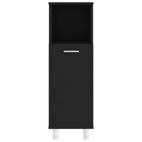 Комплект мебели за баня от 4 части, черен, ПДЧ