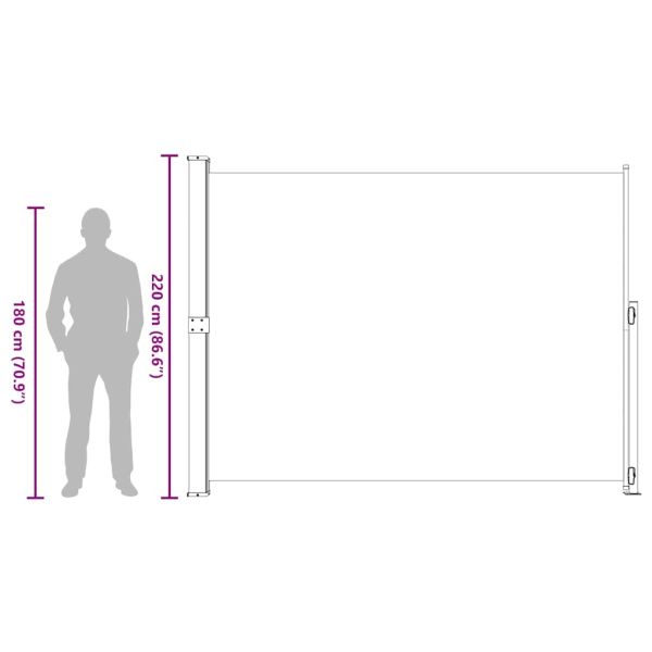 Прибираща се дворна странична тента, 220x300 см, кремава