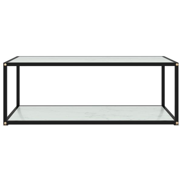 Кафе маса, бяла, 100x50x35 см, закалено стъкло