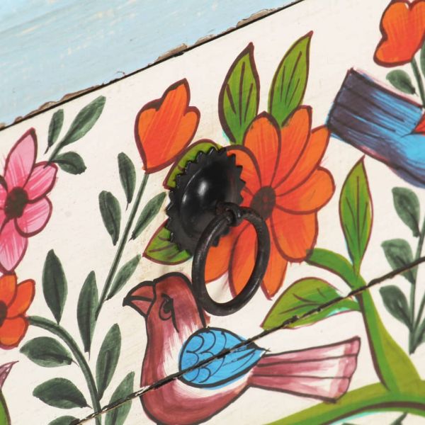 Ръчно рисувано нощно шкафче, 40х30х50 см, манго масив